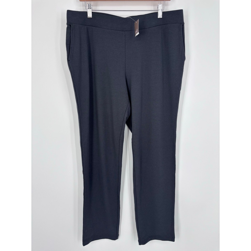 J Jill Pure Affinity French Terry Slim Pants Womens L Greystone Dark Gray NEW